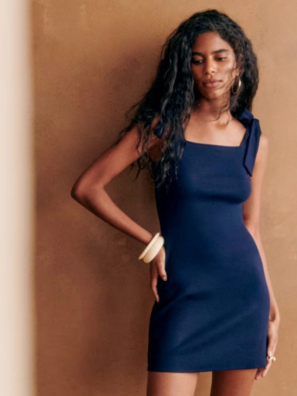 Sezane Evie Dress Navy Blue Organic Cotton Size XS New